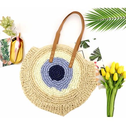Women’s Round Woven Shoulder Tote