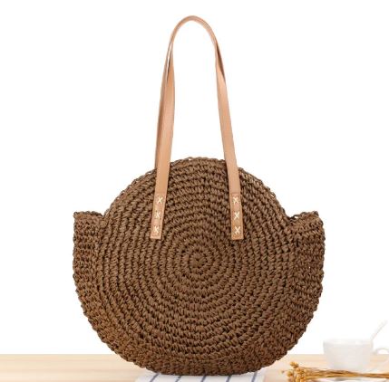 Women’s Round Woven Shoulder Tote