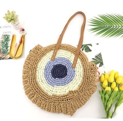Women’s Round Woven Shoulder Tote