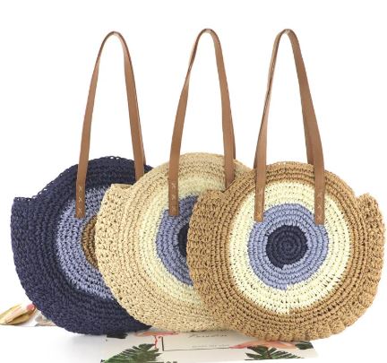 Women’s Round Woven Shoulder Tote
