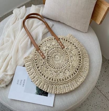 Women’s Round Woven Shoulder Tote
