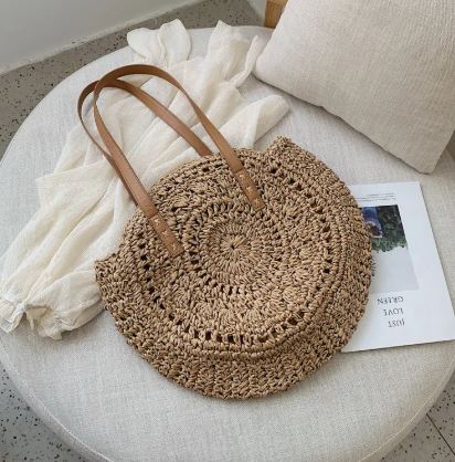 Women’s Round Woven Shoulder Tote