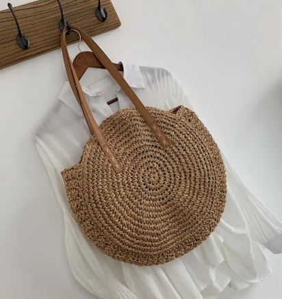 Women’s Round Woven Shoulder Tote