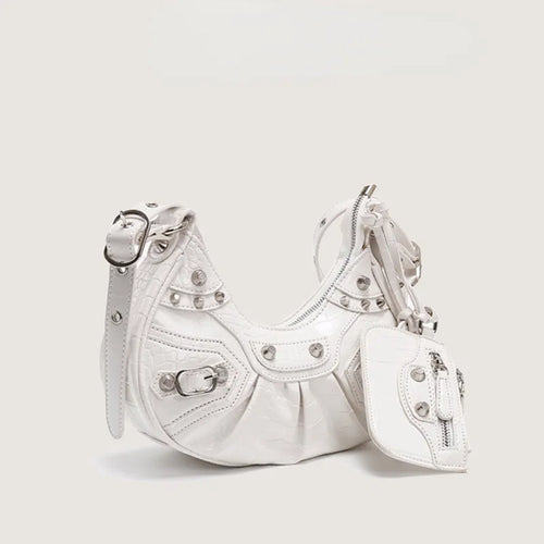 Rivet Tassel Crescent Moon Underarm Bag