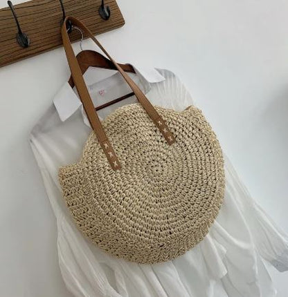 Women’s Round Woven Shoulder Tote