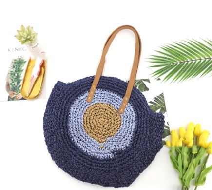 Women’s Round Woven Shoulder Tote