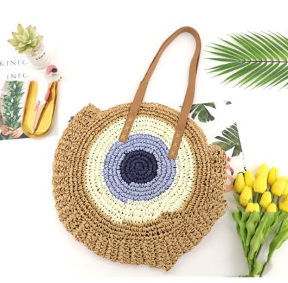 Women’s Round Woven Shoulder Tote